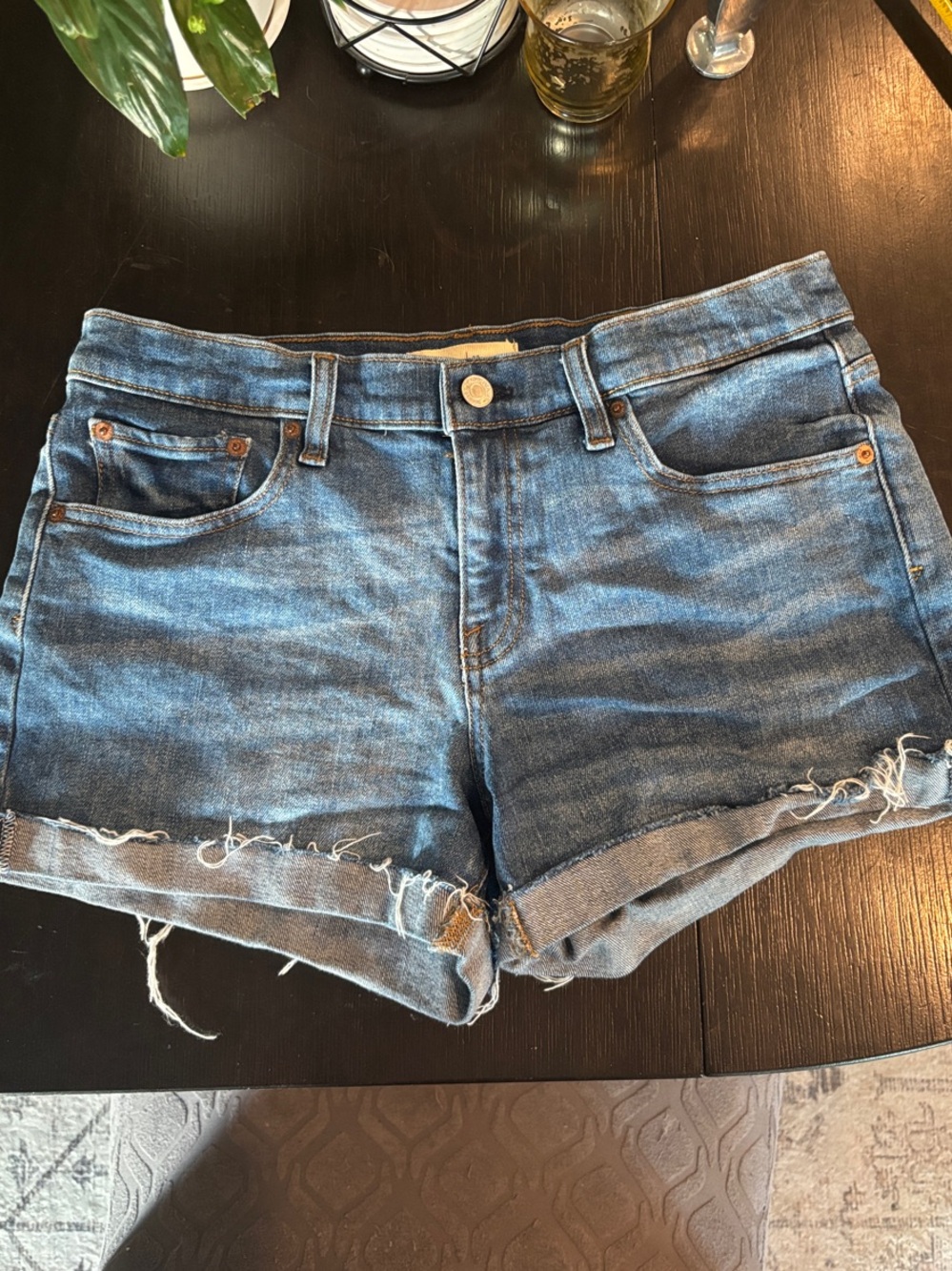 GAP Women's Medium Blue Rolled Frayed Hem Denim Shorts